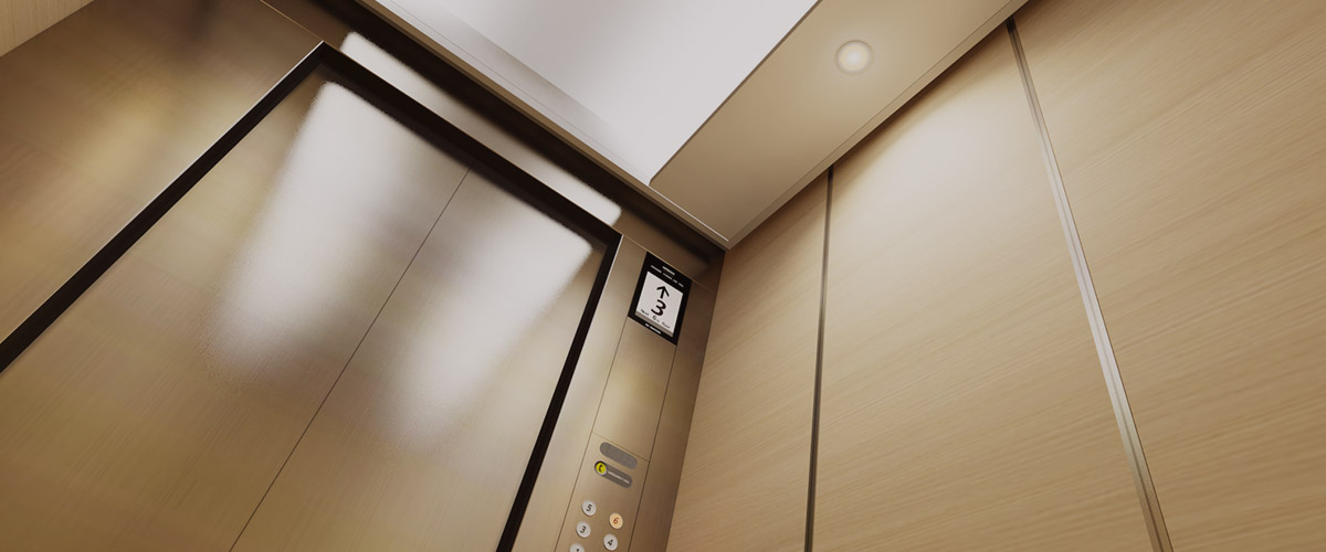 Elevators - People in elevators travel comfortably through buildings and other urban spaces. As buildings become larger and taller, Hitachi strives to achieve ever-improving safety and energy savings.